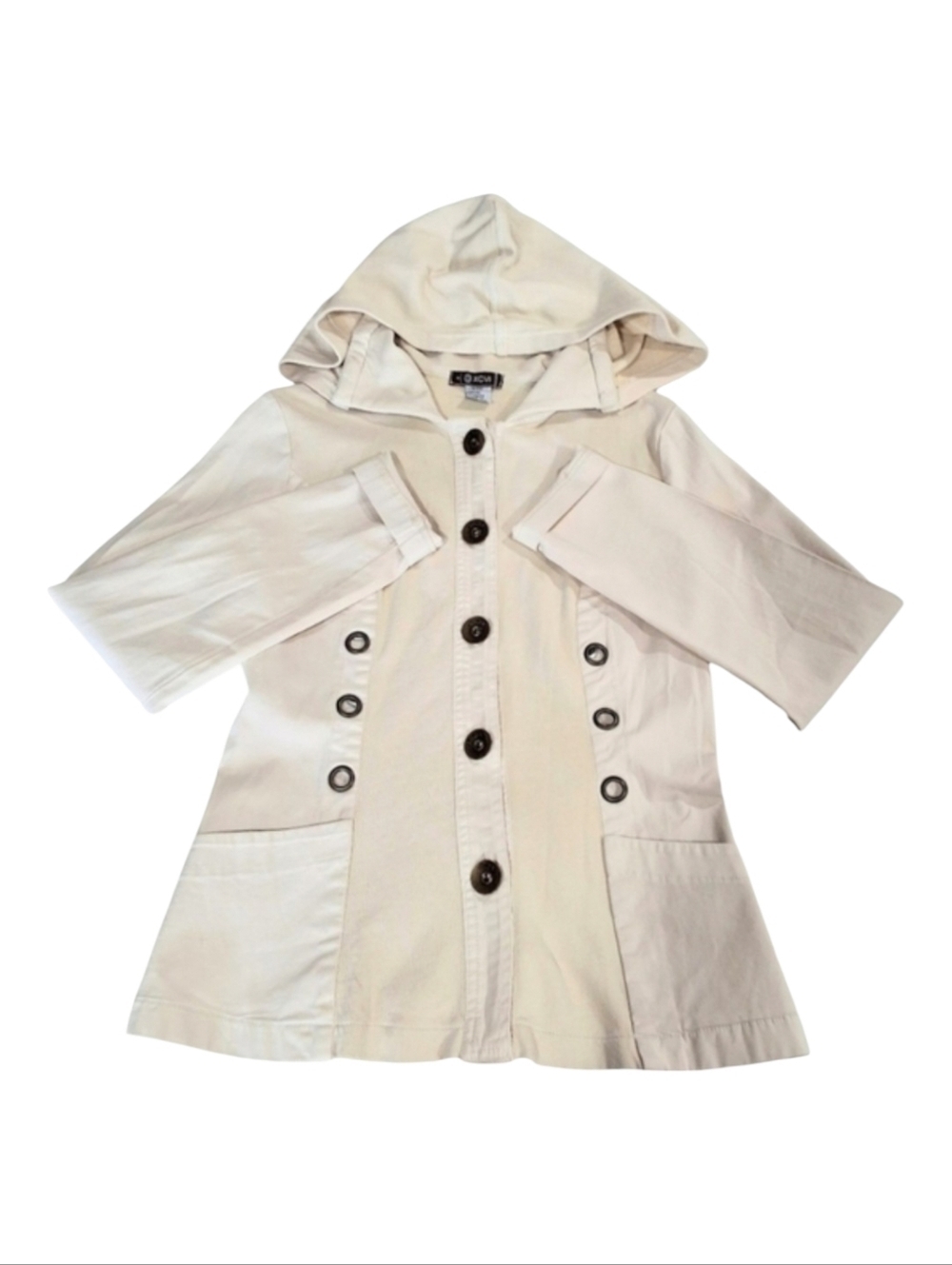 XCVI~Chic Womens~Cream~Hooded Jacket~Detachable Hood~Lightweight Cotton~SMALL
